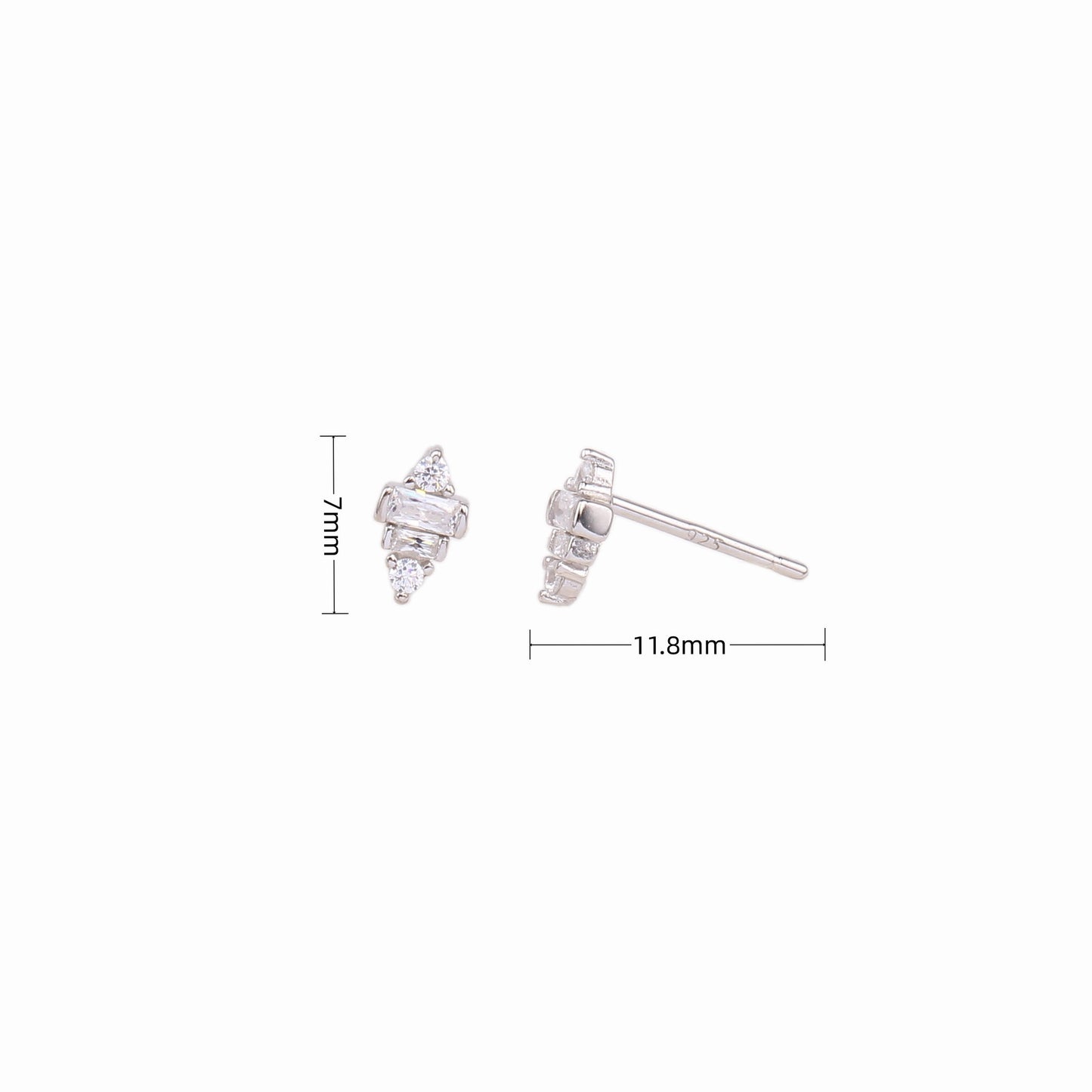 1 Pair Simple Style Irregular Inlay Sterling Silver Zircon Ear Studs