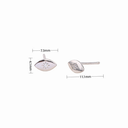 1 Pair Simple Style Devil's Eye Oval Plating Inlay Sterling Silver Artificial Diamond Ear Studs