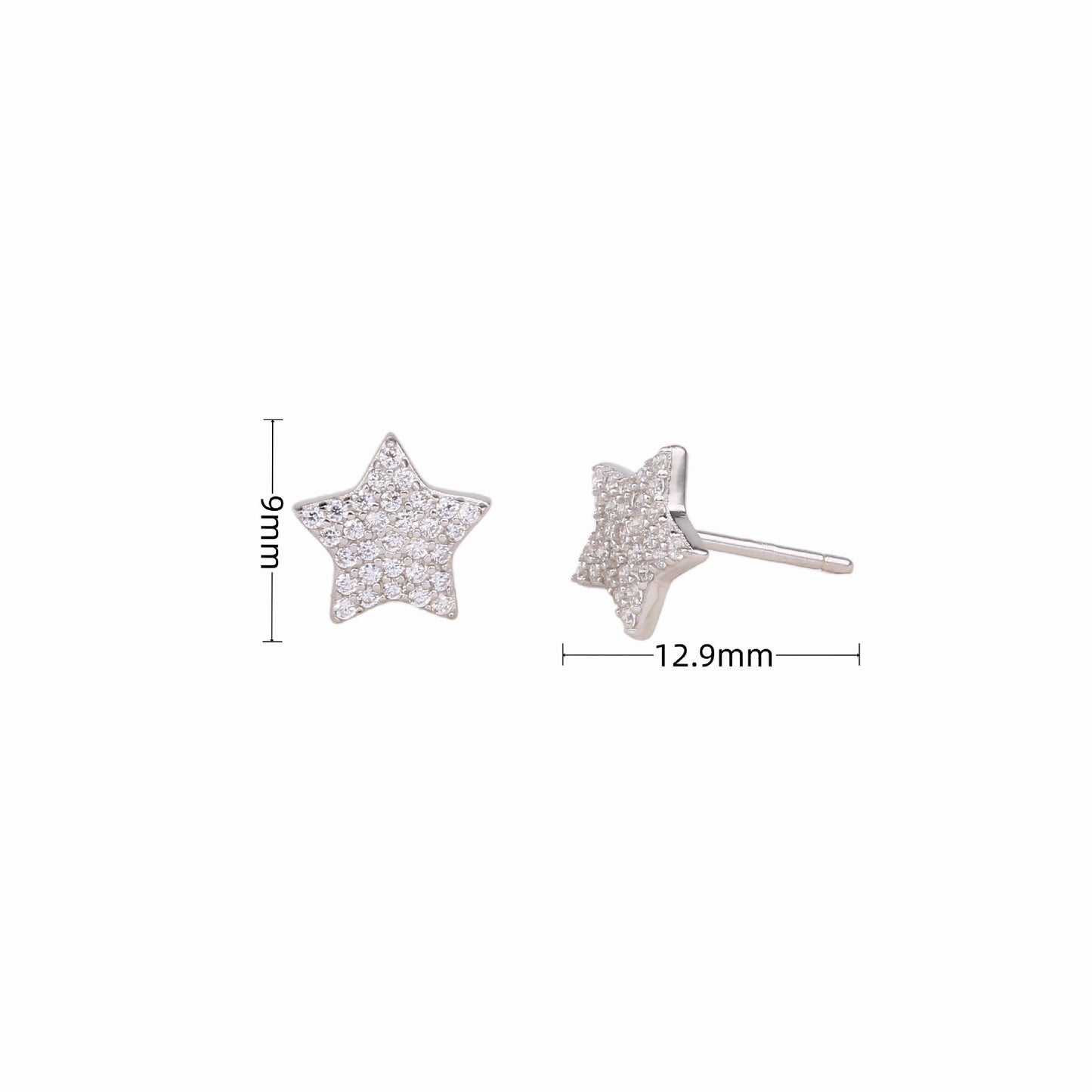 1 Pair Sweet Star Plating Inlay Sterling Silver Zircon Ear Studs