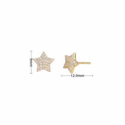 1 Pair Sweet Star Plating Inlay Sterling Silver Zircon Ear Studs