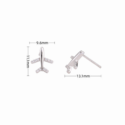 1 Pair Simple Style Airplane Plating Inlay Sterling Silver Zircon Ear Studs