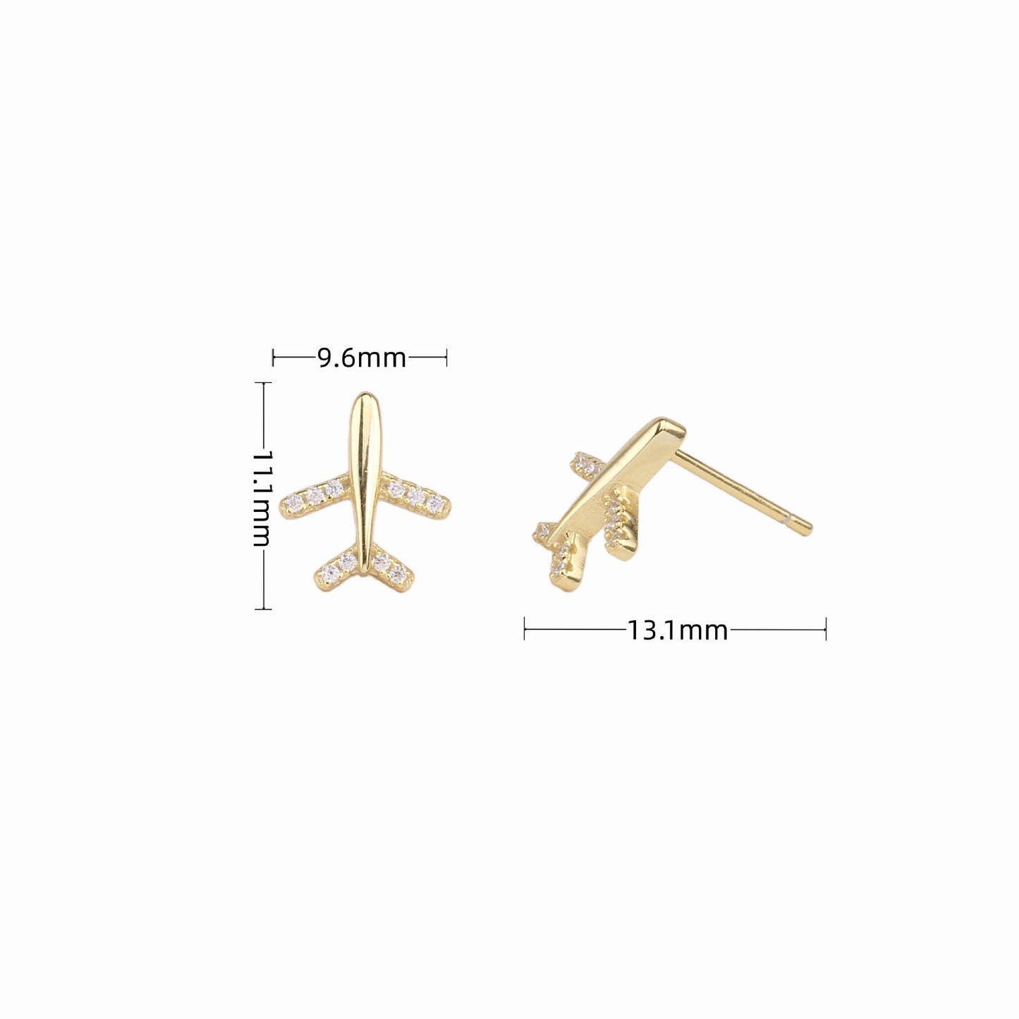 1 Pair Simple Style Airplane Plating Inlay Sterling Silver Zircon Ear Studs