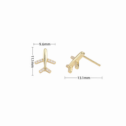 1 Pair Simple Style Airplane Plating Inlay Sterling Silver Zircon Ear Studs