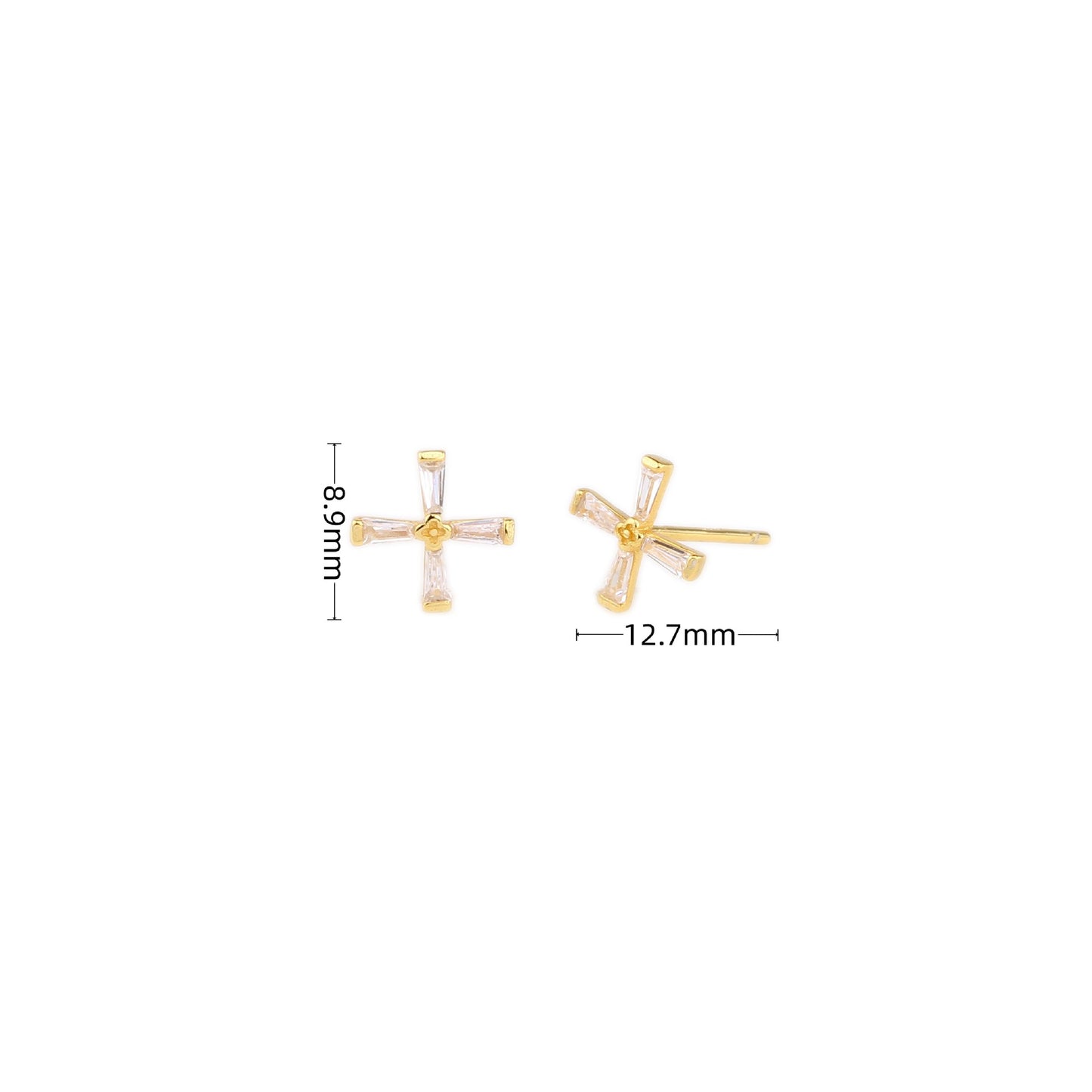 1 Pair Simple Style Streetwear Cross Plating Inlay Sterling Silver Zircon Ear Studs