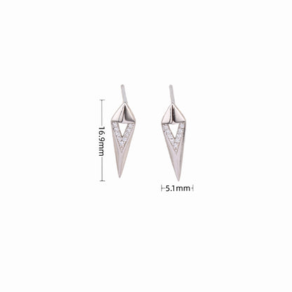 1 Pair Simple Style Streetwear Rhombus Inlay Sterling Silver Zircon Ear Studs