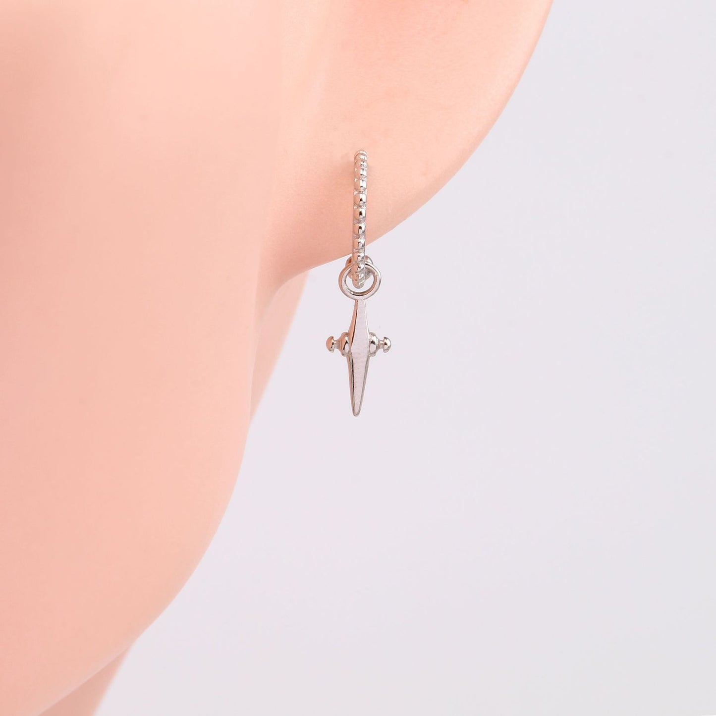 1 Pair Korean Style Cross Plating Sterling Silver Drop Earrings