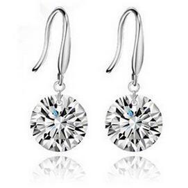 1 Pair Simple Style Round Inlay Copper Zircon Drop Earrings