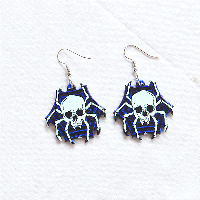 Wholesale Jewelry Funny Cartoon Character Skull Arylic Printing Drop Earrings