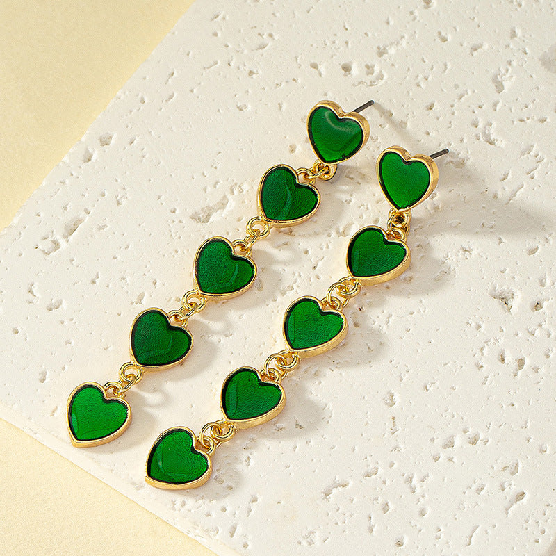 1 Pair Simple Style Heart Shape Enamel Alloy Drop Earrings Earrings