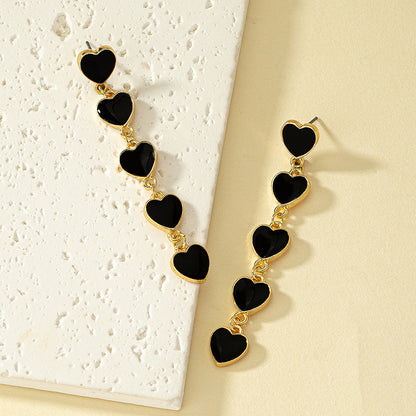 1 Pair Simple Style Heart Shape Enamel Alloy Drop Earrings Earrings