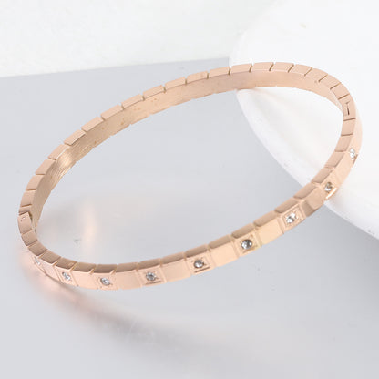 Elegant Streetwear Solid Color Titanium Steel Inlay Zircon Bangle