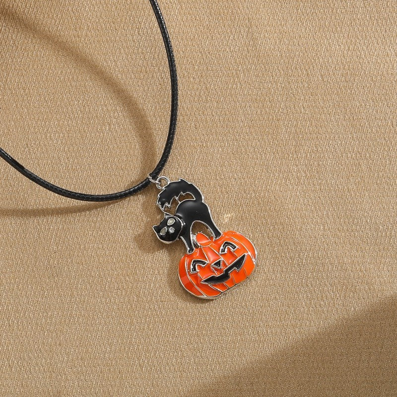 Wholesale Funny Pumpkin Ghost Stainless Steel Alloy Enamel Plating Bracelets Necklace