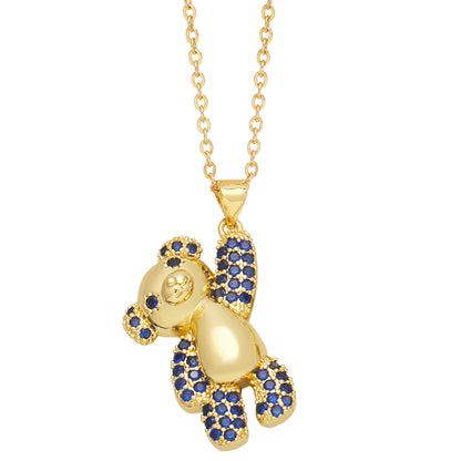 Cute Sweet Simple Style Little Bear Copper 18k Gold Plated Zircon Necklace In Bulk