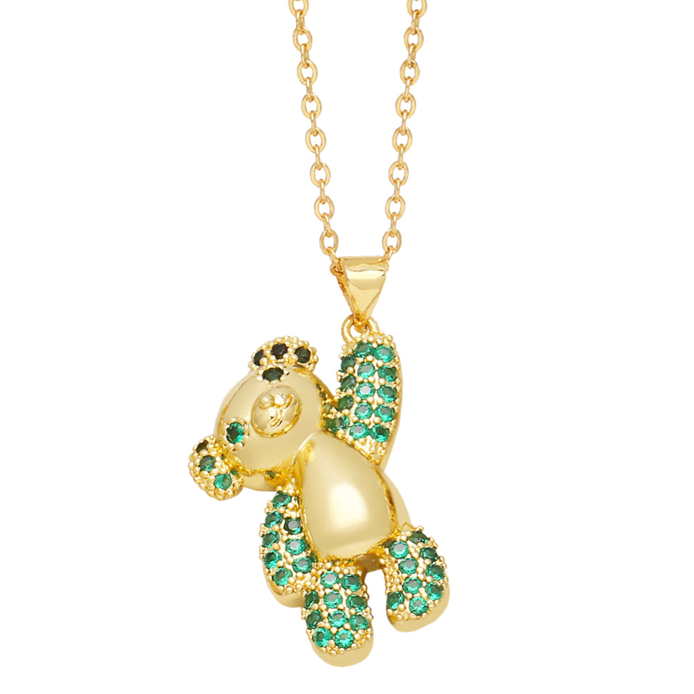 Cute Sweet Simple Style Little Bear Copper 18k Gold Plated Zircon Necklace In Bulk