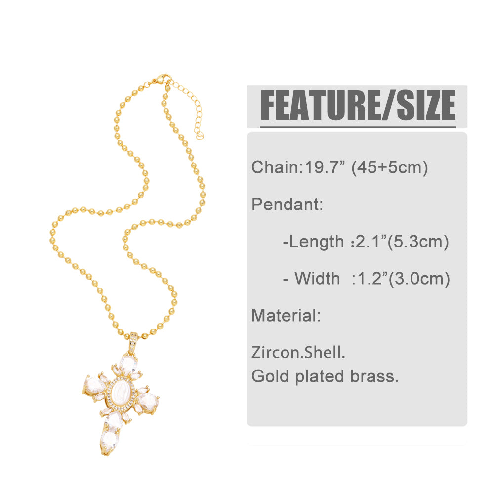 Original Design Fashion Cross Devil's Eye Copper Plating Inlay Zircon 18k Gold Plated Necklace