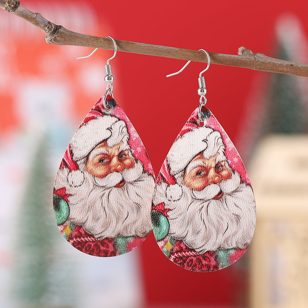 Wholesale Jewelry Vintage Style Santa Claus Pu Leather Drop Earrings