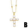 Ig Style Vintage Style Fashion Cross Copper Plating Inlay Pearl Zircon 18k Gold Plated Necklace