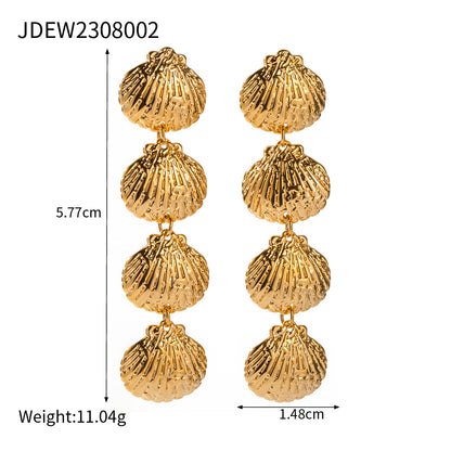 1 Pair Ig Style Casual Shell Plating Stainless Steel 18k Gold Plated Drop Earrings