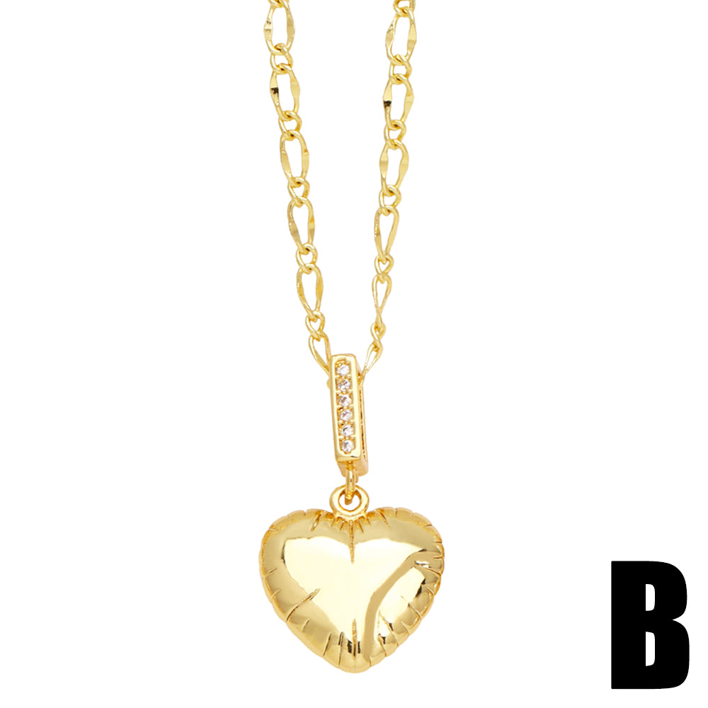 Ig Style Fashion Heart Shape Mermaid Copper Plating Inlay Zircon 18k Gold Plated Necklace