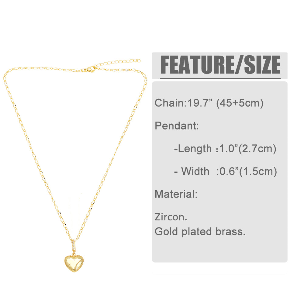 Ig Style Fashion Heart Shape Mermaid Copper Plating Inlay Zircon 18k Gold Plated Necklace