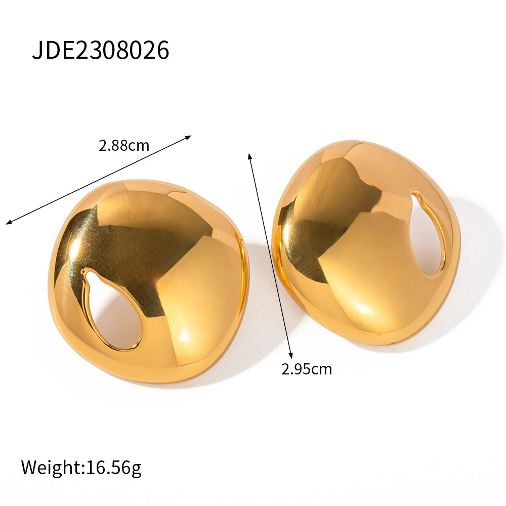 1 Pair Ig Style Solid Color Plating Hollow Out Stainless Steel 18k Gold Plated Ear Studs