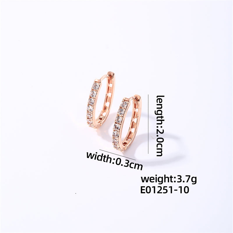 1 Pair Casual Simple Style Shiny Square Oval Plating Inlay Copper Zircon Rose Gold Plated White Gold Plated Gold Plated Earrings