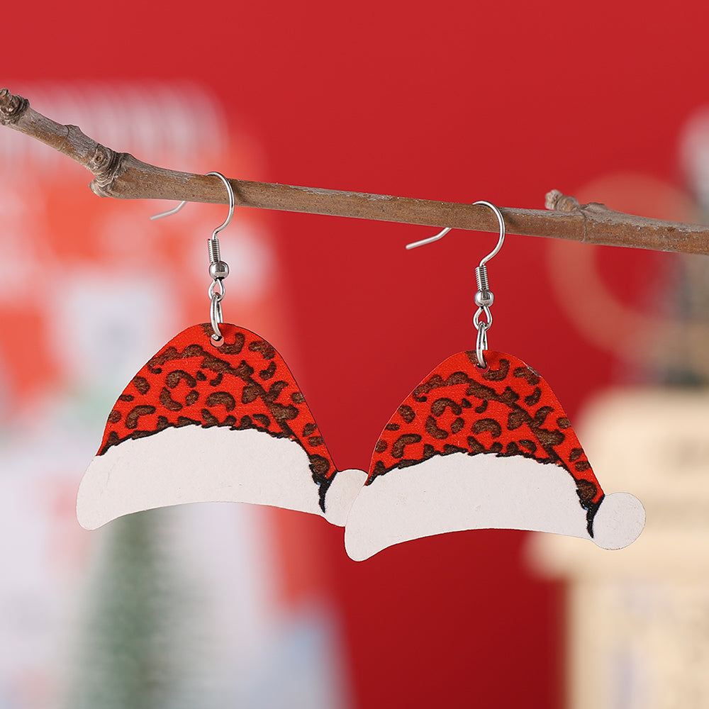 Wholesale Jewelry Vintage Style Christmas Hat Wood Drop Earrings