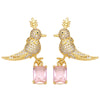 1 Pair Simple Style Bird Plating Inlay Copper Zircon 18k Gold Plated Drop Earrings