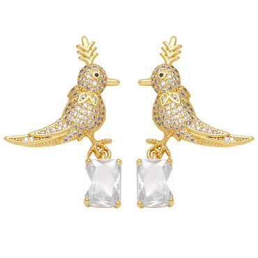 1 Pair Simple Style Bird Plating Inlay Copper Zircon 18k Gold Plated Drop Earrings