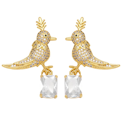 1 Pair Simple Style Bird Plating Inlay Copper Zircon 18k Gold Plated Drop Earrings