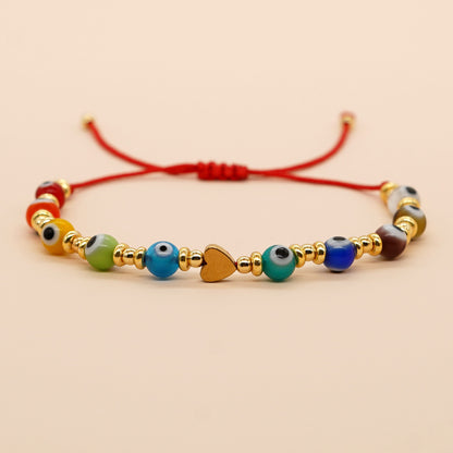 Ethnic Style Devil's Eye Heart Shape Glass Glass Beaded Women's Bracelets