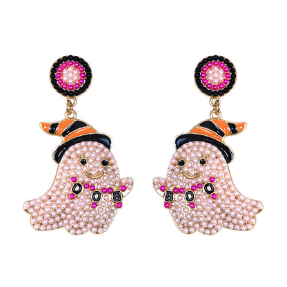 1 Pair Cute Exaggerated Sweet Cartoon Inlay Alloy Rhinestones Beads Drop Earrings