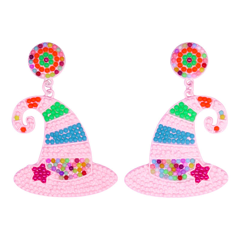 1 Pair Cute Exaggerated Sweet Cartoon Inlay Alloy Rhinestones Beads Drop Earrings