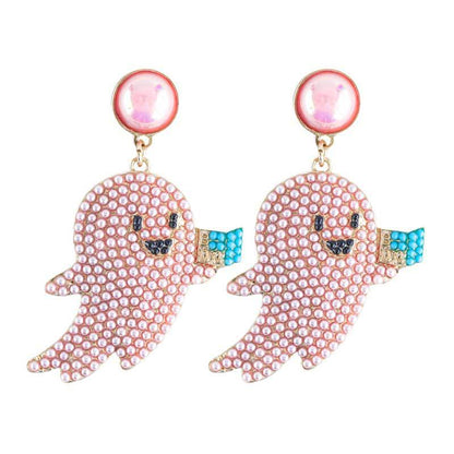 1 Pair Cute Exaggerated Sweet Cartoon Inlay Alloy Rhinestones Beads Drop Earrings