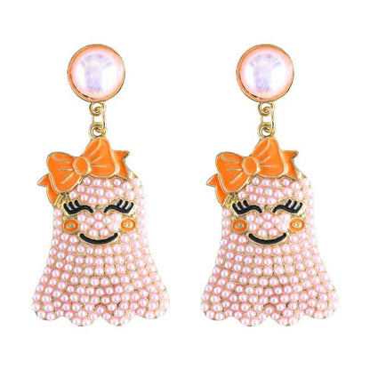 1 Pair Cute Exaggerated Sweet Cartoon Inlay Alloy Rhinestones Beads Drop Earrings