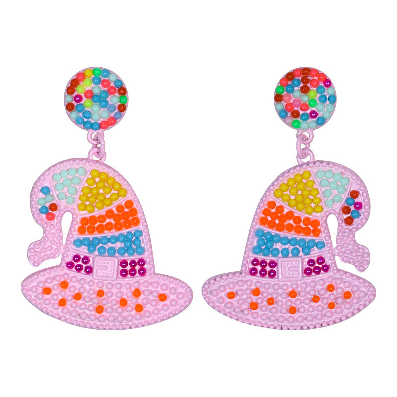 1 Pair Cute Exaggerated Sweet Cartoon Inlay Alloy Rhinestones Beads Drop Earrings