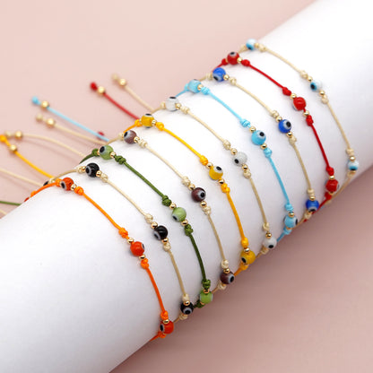 Simple Style Devil's Eye Glass Glass Braid Women's Bracelets