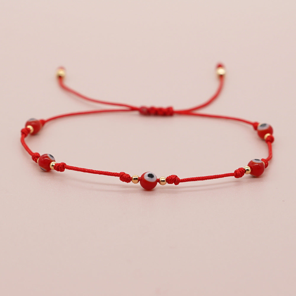 Simple Style Devil's Eye Glass Glass Braid Women's Bracelets