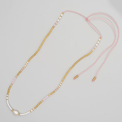 Simple Style Round Pearl Seed Bead Beaded Chain Women's Necklace