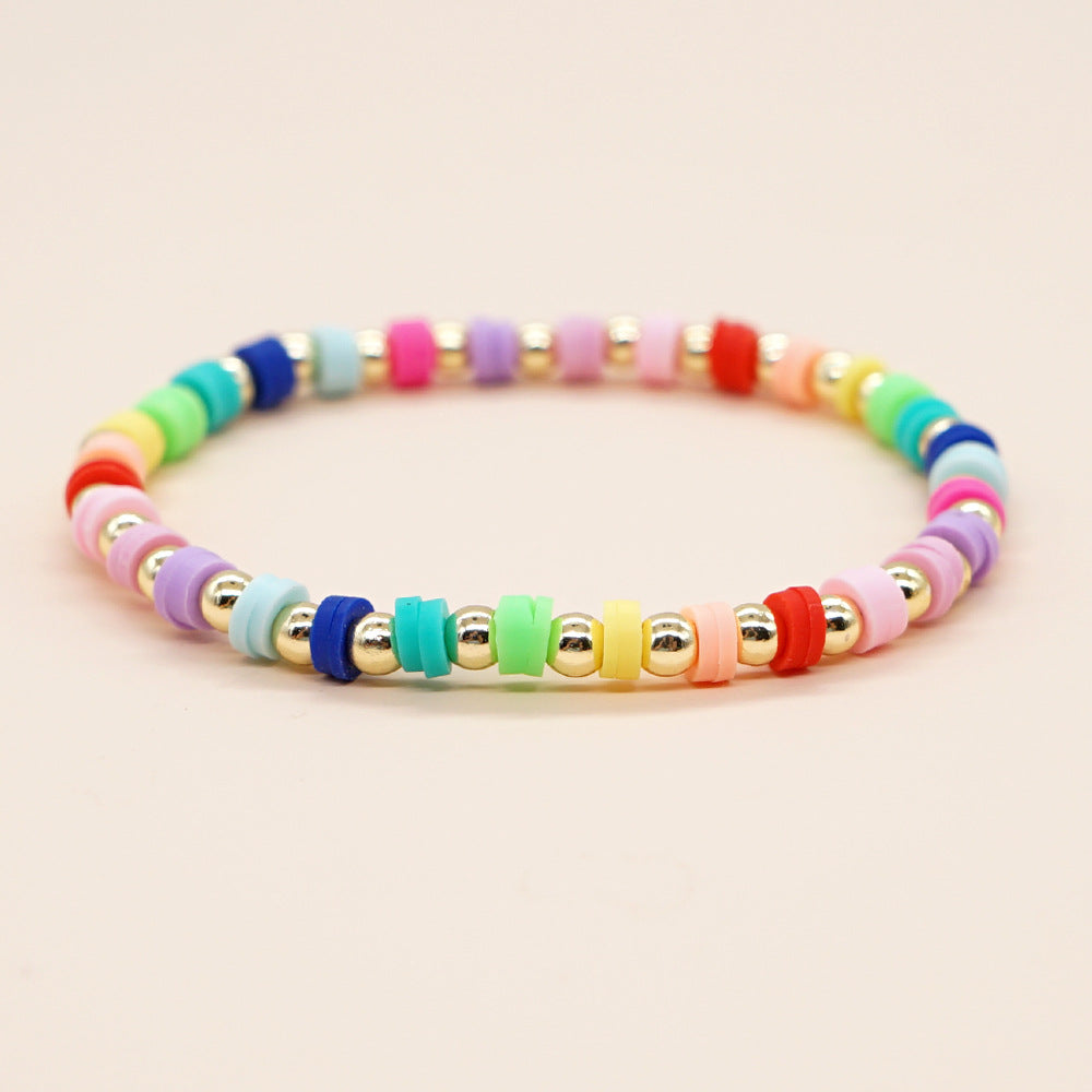 Simple Style Round Soft Clay Beaded Women's Bracelets