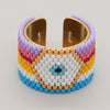 Hawaiian Bohemian Geometric Heart Shape Stainless Steel Seed Bead Women's Open Rings