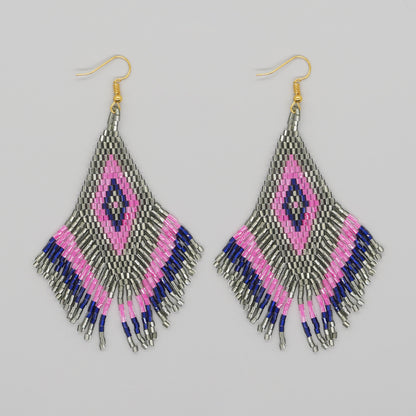 Wholesale Jewelry Bohemian Rhombus Glass Drop Earrings