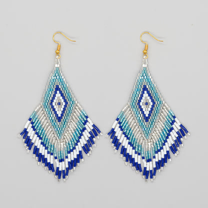 Wholesale Jewelry Bohemian Rhombus Glass Drop Earrings