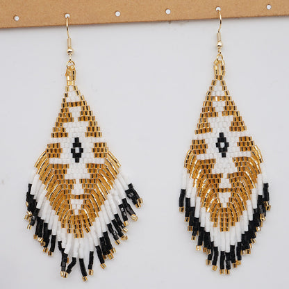 Wholesale Jewelry Bohemian Rhombus Glass Drop Earrings