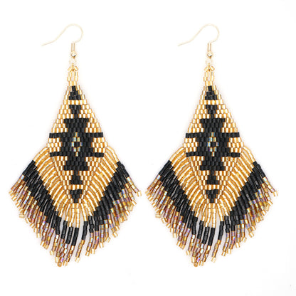 Wholesale Jewelry Bohemian Rhombus Glass Drop Earrings