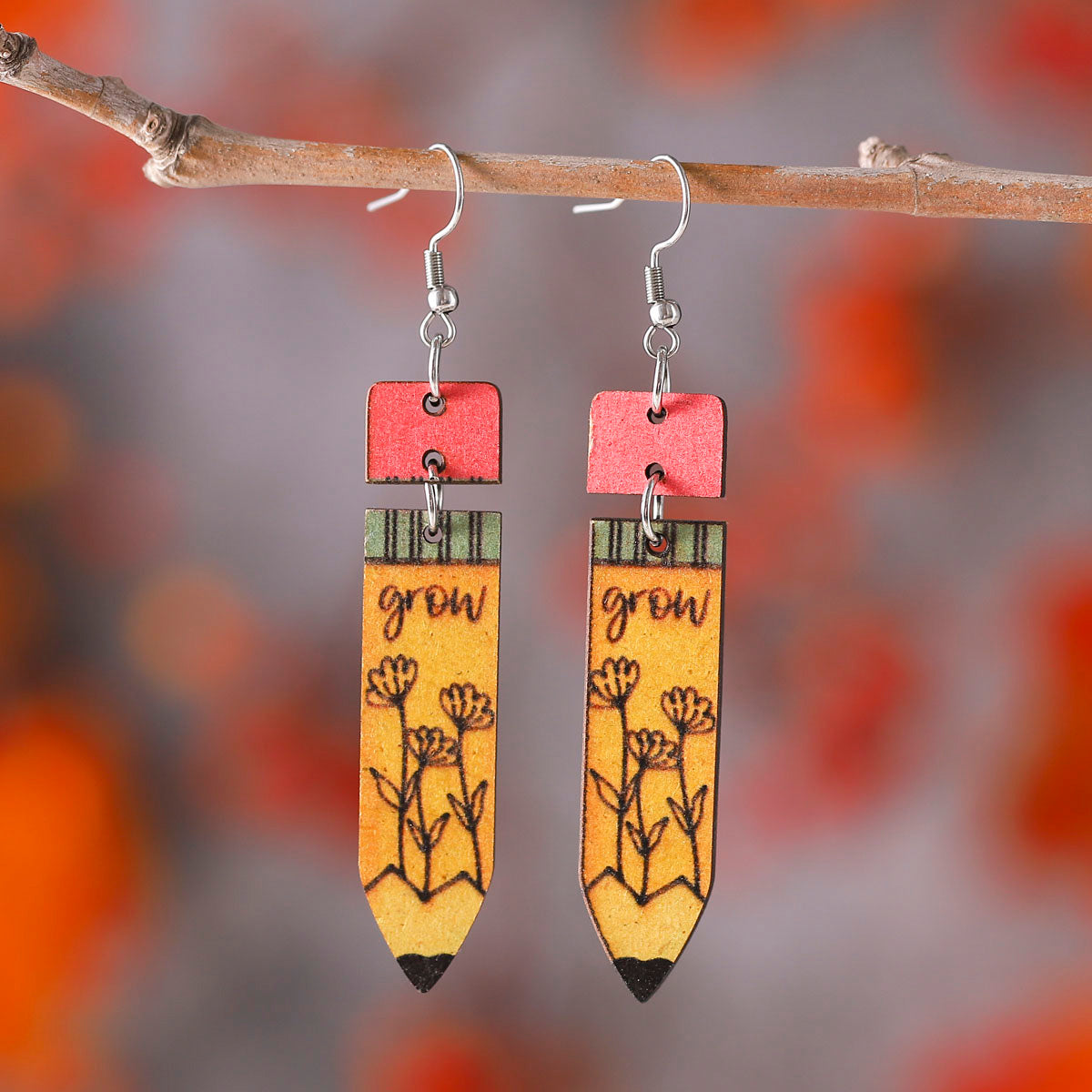 Wholesale Jewelry Vintage Style Pencil Wood Drop Earrings