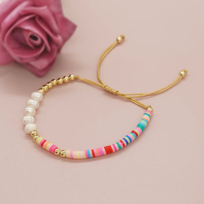 Vacation Multicolor Freshwater Pearl Soft Clay Beaded Bracelets