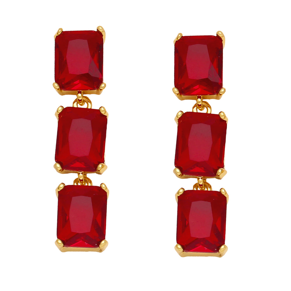 1 Pair Retro Simple Style Rectangle Plating Inlay Copper Zircon 18k Gold Plated Drop Earrings