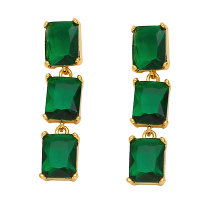 1 Pair Retro Simple Style Rectangle Plating Inlay Copper Zircon 18k Gold Plated Drop Earrings