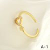 Elegant Simple Style Commute Geometric Heart Shape Copper Plating Inlay Zircon 18k Gold Plated Open Rings